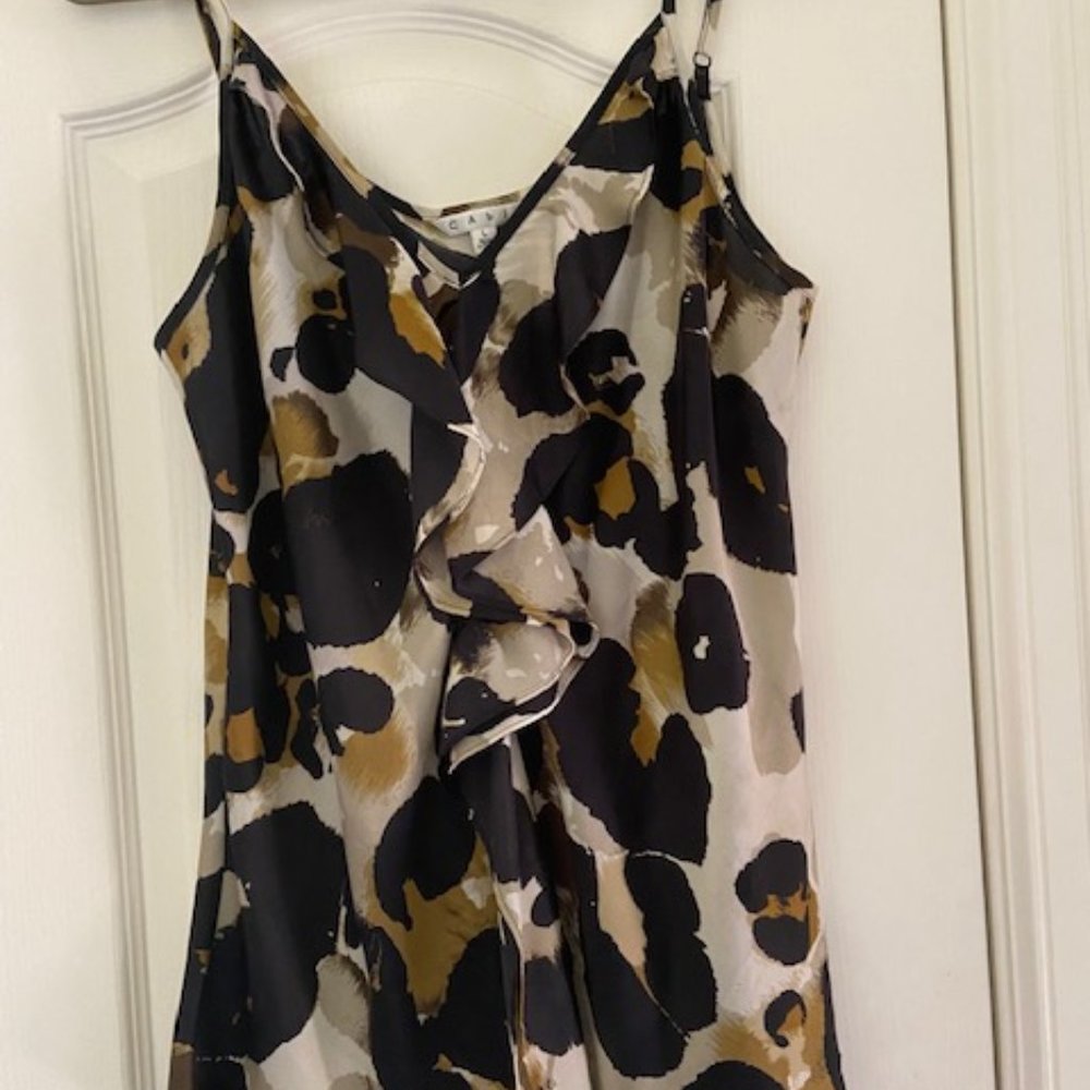 Cabi Sleeveless Blouse, Black/Gold multicolor, L